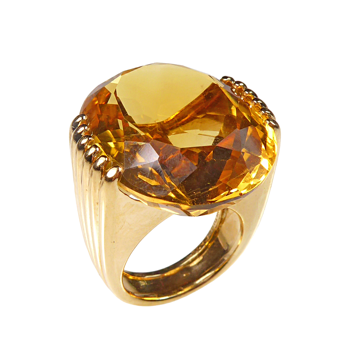 Single stone citrine and gold 'Chevaliere de Dame' ring, Monture Cartier, Paris,